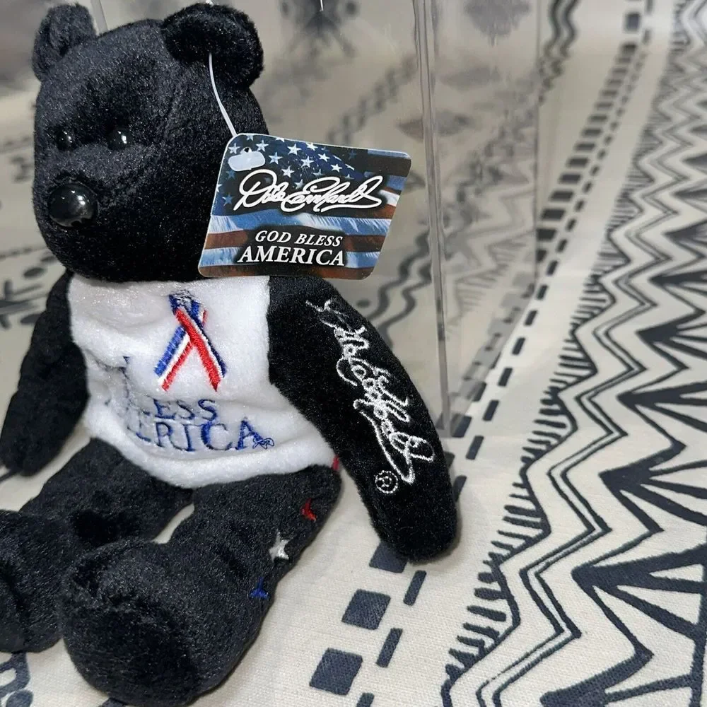 Dale Earnhardt God Bless America‎ beanie baby 2001 23 KARAT GOLD 'n BEARS & Case